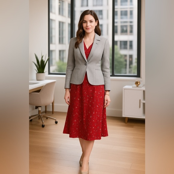 Anthropologie Elevenses Pleated Collar One Button Blazer Corpcore - Picture 3 of 13